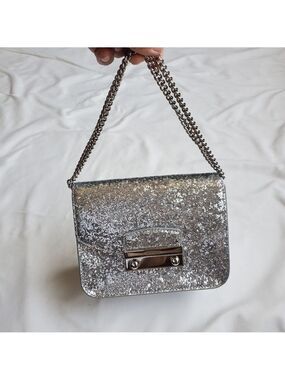 Furla Silver Glitter Mini Crossbody Bag